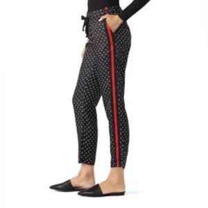 The Kooples Sport Black Flower Print 100% silk Trouser Flowy pants Size 4